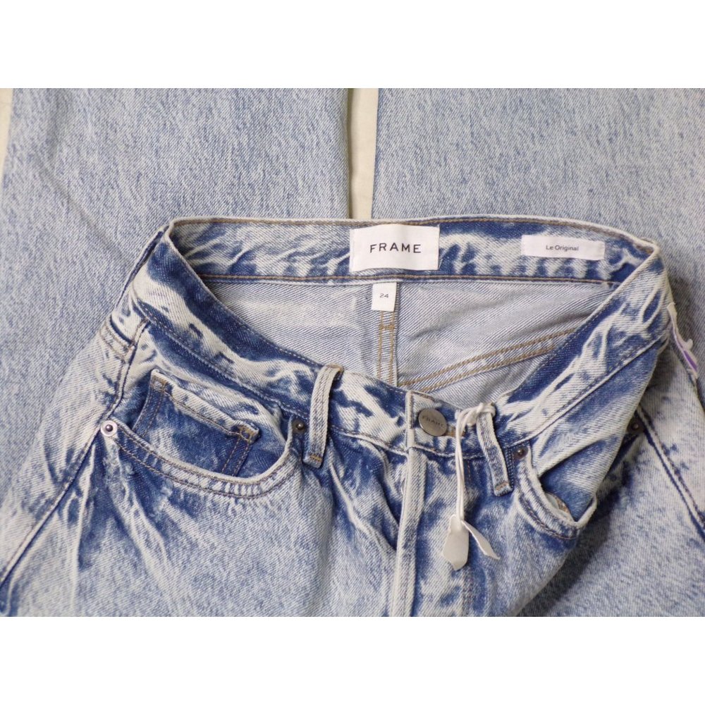 🆕 FRAME Le Original High Rise Straight Leg Button Fly Jeans Richlake Blue Sz 24 - Picture 15 of 15